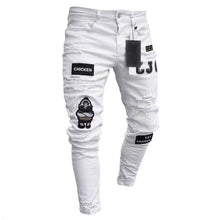 Load image into Gallery viewer, Pantalones vaqueros ajustados con agujero roto para hombre, pantalón informal, clásico, para Jogging