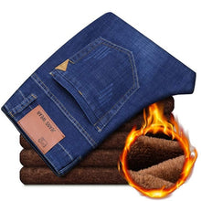 Load image into Gallery viewer, Pantalones vaqueros cálidos para hombre, Jeans de alta calidad de marca famosa, para otoño e invierno, cálidos y suaves, 2019