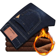 Load image into Gallery viewer, Pantalones vaqueros cálidos para hombre, Jeans de alta calidad de marca famosa, para otoño e invierno, cálidos y suaves, 2019