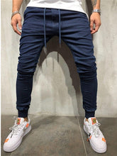 Load image into Gallery viewer, Pantalones vaqueros de trabajo ajustados para hombre, jeans rasgados, elásticos, desgastados, azules, grandes y altos