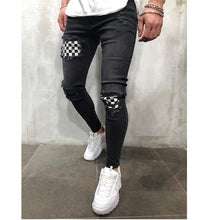 Load image into Gallery viewer, Pantalones vaqueros rasgados ajustados a la moda para hombre, pantalones de Vaqueros pitillo elásticos informales, para trotar y pintar