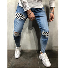 Load image into Gallery viewer, Pantalones vaqueros rasgados ajustados a la moda para hombre, pantalones de Vaqueros pitillo elásticos informales, para trotar y pintar