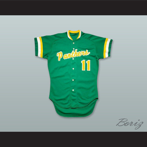 Panthers 11 Green Button Down Baseball Jersey