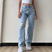 Load image into Gallery viewer, Pants Female Women&#39;s Jeans Large Size Boyfriend Jean Women Ripped Jeans Pants High Waist Mom Jeans Undefined Stright Trousers
