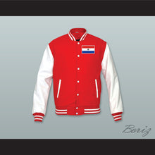 Load image into Gallery viewer, Paraguay Red Wool and White Lab Leather Varsity Letterman Jacket