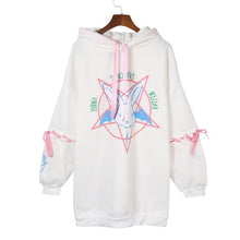 Load image into Gallery viewer, Paris Girl Harajuku Print Lace Up Women Fleeces Hoodies Gothic Punk Oversize Velvet Hooded Sweatshirt Pullover Streetwear