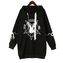 Load image into Gallery viewer, Paris Girl Harajuku Print Lace Up Women Fleeces Hoodies Gothic Punk Oversize Velvet Hooded Sweatshirt Pullover Streetwear