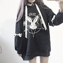 Load image into Gallery viewer, Paris Girl Harajuku Print Lace Up Women Fleeces Hoodies Gothic Punk Oversize Velvet Hooded Sweatshirt Pullover Streetwear