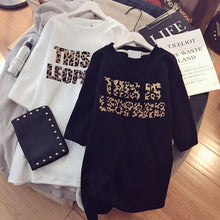Load image into Gallery viewer, Paris Girl Women Cartoons T-Shirt Korean Kawaii Tops 90s Leopard Plus Size Long Tee Cartoon O-Neck Casual Shirt