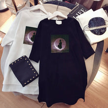 Load image into Gallery viewer, Paris Girl Women Cartoons T-Shirt Korean Kawaii Tops 90s Leopard Plus Size Long Tee Cartoon O-Neck Casual Shirt