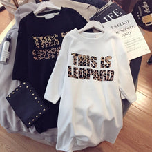 Load image into Gallery viewer, Paris Girl Women Cartoons T-Shirt Korean Kawaii Tops 90s Leopard Plus Size Long Tee Cartoon O-Neck Casual Shirt