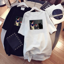 Load image into Gallery viewer, Paris Girl Women Cartoons T-Shirt Korean Kawaii Tops 90s Leopard Plus Size Long Tee Cartoon O-Neck Casual Shirt