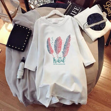 Load image into Gallery viewer, Paris Girl Women Cartoons T-Shirt Korean Kawaii Tops 90s Leopard Plus Size Long Tee Cartoon O-Neck Casual Shirt