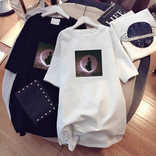 Load image into Gallery viewer, Paris Girl Women Cartoons T-Shirt Korean Kawaii Tops 90s Leopard Plus Size Long Tee Cartoon O-Neck Casual Shirt