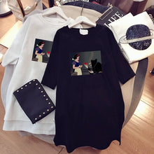 Load image into Gallery viewer, Paris Girl Women Cartoons T-Shirt Korean Kawaii Tops 90s Leopard Plus Size Long Tee Cartoon O-Neck Casual Shirt