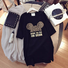 Load image into Gallery viewer, Paris Girl Women Cartoons T-Shirt Korean Kawaii Tops 90s Leopard Plus Size Long Tee Cartoon O-Neck Casual Shirt