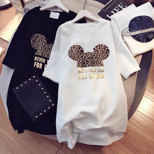 Load image into Gallery viewer, Paris Girl Women Cartoons T-Shirt Korean Kawaii Tops 90s Leopard Plus Size Long Tee Cartoon O-Neck Casual Shirt