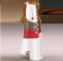 Load image into Gallery viewer, Paris Girl Women&#39;s Retro Loose Long Cotton And Linen Sleeveless Color-Block Stitching Cotton A-Linen Dress
