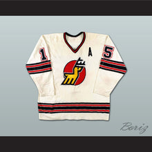 Load image into Gallery viewer, Paul Curtis 15 WHA Michigan Stags White Hockey Jersey