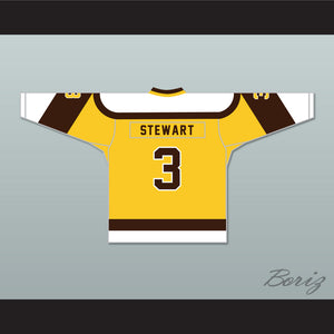 Paul Stewart 3 Binghamton Broome Dusters Yellow Hockey Jersey