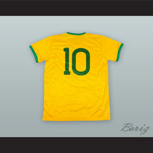 Pele 10 Brazil Yellow Soccer Jersey