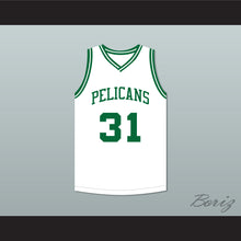 Load image into Gallery viewer, Marcus Stokes 31 Malibu Prep Pelicans White Away Basketball Jersey