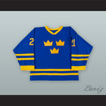 Load image into Gallery viewer, Peter Forsberg 21 Sweden National Team Blue Hockey Jersey