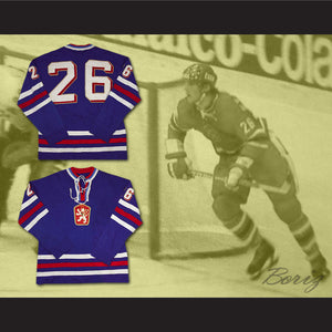 Peter Stastny 26 Czechoslovakia Blue Hockey Jersey