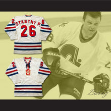 Load image into Gallery viewer, Peter Stastny 26 Czechoslovakia White Hockey Jersey