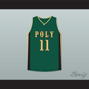 Peyton Watson 11 Long Beach Polytechnic High School Jackrabbits Green Basketball Jersey 2