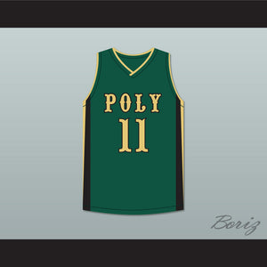 Peyton Watson 11 Long Beach Polytechnic High School Jackrabbits Green Basketball Jersey 1