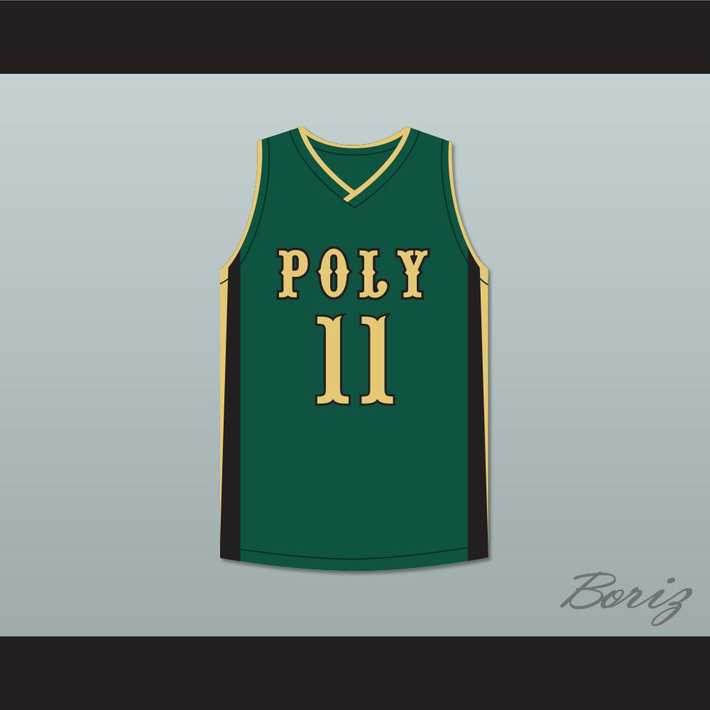 Peyton Watson 11 Long Beach Polytechnic High School Jackrabbits Green Basketball Jersey 1