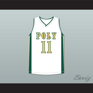 Peyton Watson 11 Long Beach Polytechnic High School Jackrabbits White Basketball Jersey 1