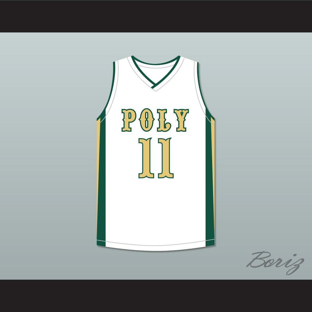 Peyton Watson 11 Long Beach Polytechnic High School Jackrabbits White Basketball Jersey 1