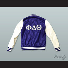 Load image into Gallery viewer, Phi Delta Theta Fraternity Blue and White Lab Leather Varsity Letterman Jacket