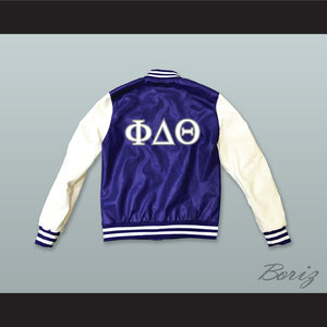 Phi Delta Theta Fraternity Blue and White Lab Leather Varsity Letterman Jacket