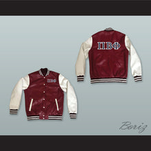 Load image into Gallery viewer, Pi Beta Phi Sorority Maroon and White Lab Leather Varsity Letterman Jacket