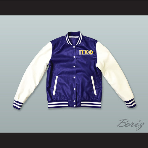 Pi Kappa Phi Fraternity Blue and White Lab Leather Varsity Letterman Jacket