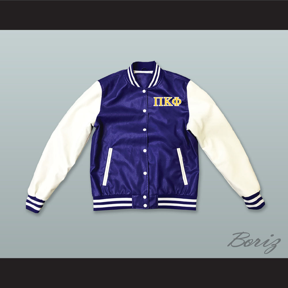 Pi Kappa Phi Fraternity Blue and White Lab Leather Varsity Letterman Jacket