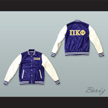Load image into Gallery viewer, Pi Kappa Phi Fraternity Blue and White Lab Leather Varsity Letterman Jacket
