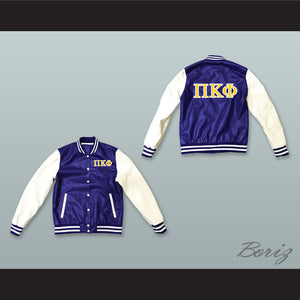 Pi Kappa Phi Fraternity Blue and White Lab Leather Varsity Letterman Jacket