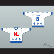Load image into Gallery viewer, Pierre Jacob 6 Le National de Québec White Hockey Jersey- Lance et compte (He Shoots, He Scores)