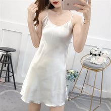 Load image into Gallery viewer, Pink Plus 5XL Lingerie Dress Silk Night Dress Women Sleepwear Night Gown Ladies Mini Gowns Women Clothing Sleeveless Night Wear