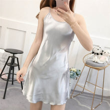 Load image into Gallery viewer, Pink Plus 5XL Lingerie Dress Silk Night Dress Women Sleepwear Night Gown Ladies Mini Gowns Women Clothing Sleeveless Night Wear