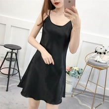 Load image into Gallery viewer, Pink Plus 5XL Lingerie Dress Silk Night Dress Women Sleepwear Night Gown Ladies Mini Gowns Women Clothing Sleeveless Night Wear