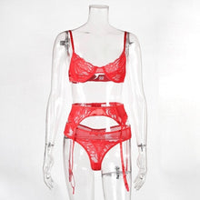 Load image into Gallery viewer, Pink Sexy Bra and Panty Set for Women Girl Lingerie Porno Intimate Clothes Push Up Lady Lace Bra Set Lolita Women Underwear 3pcs