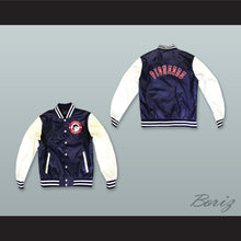 Load image into Gallery viewer, Pioneers Baseball Hardball Navy Blue and White Lab Leather Varsity Letterman Jacket