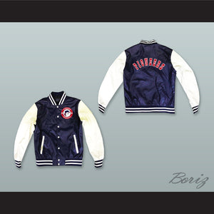 Pioneers Baseball Hardball Navy Blue and White Lab Leather Varsity Letterman Jacket