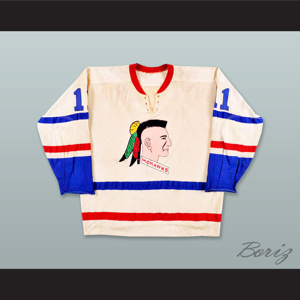 Player 11 Muskegon Mohawks White Tie Down Hockey Jersey
