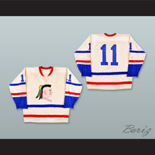Load image into Gallery viewer, Player 11 Muskegon Mohawks White Tie Down Hockey Jersey